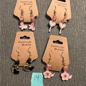 4 pairs of handmade earrings hypoallergenic metals small business made nwt